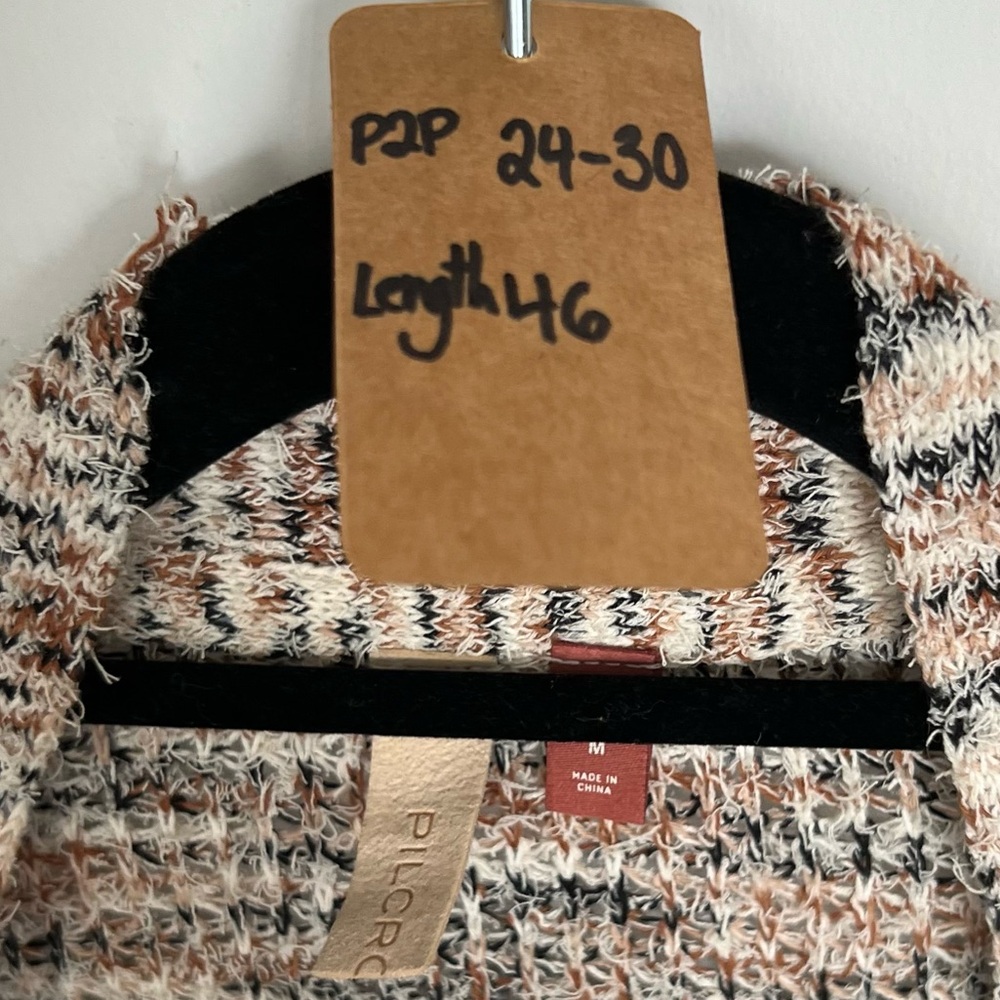 Cream and Gray Knit Sweater Cardigan Size M - Picture 11 of 11